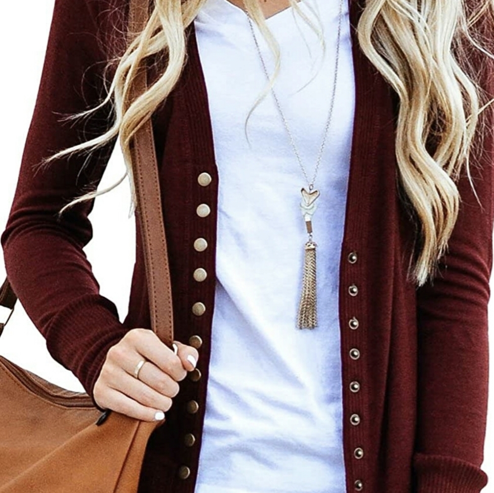 Dark red cardigan